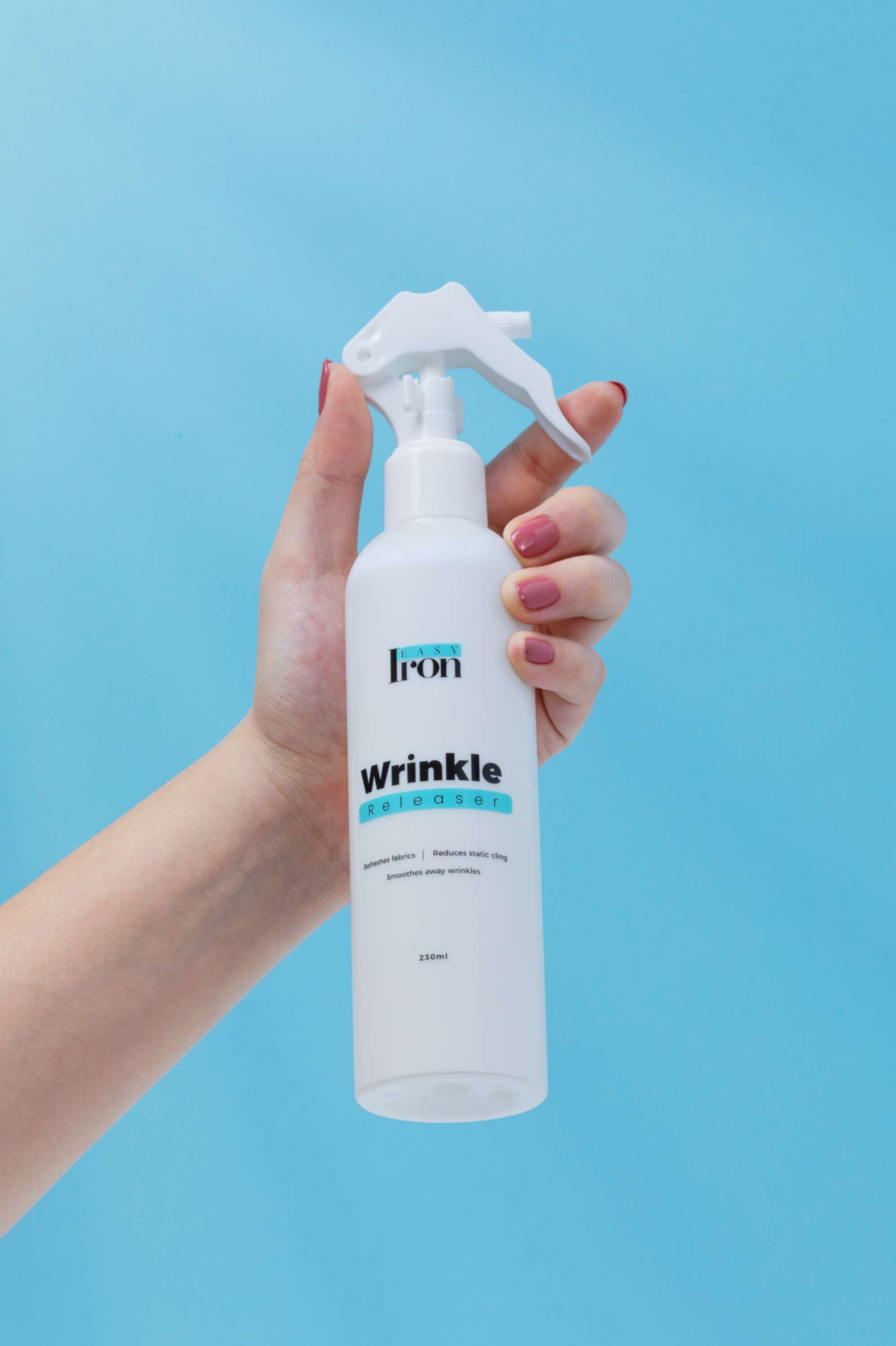 This 3-bottle pack ensures that you're always looking crisp and wrinkle-free, no matter how busy life gets. Keep a bottle in your car, another at work, and one more at home. This way, you're always ready to look your best. That’s triple the convenience! Each EasyIron Spray bottle comes with fast-reacting, anti-static ingredients that smooth out most fabrics in seconds. And if you're still not convinced, rest easy with our 100% money-back guarantee. No questions asked.